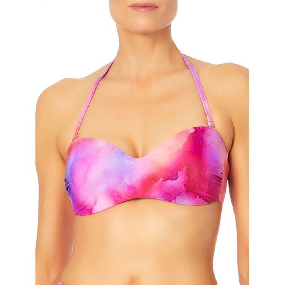 SANDFLOWER Bandeau Swim Top Tye Dyed Canyon Pink Color Women's Size L(12…